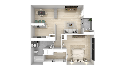 Floor plan for 1 bed, 1 bath, 823 sqft